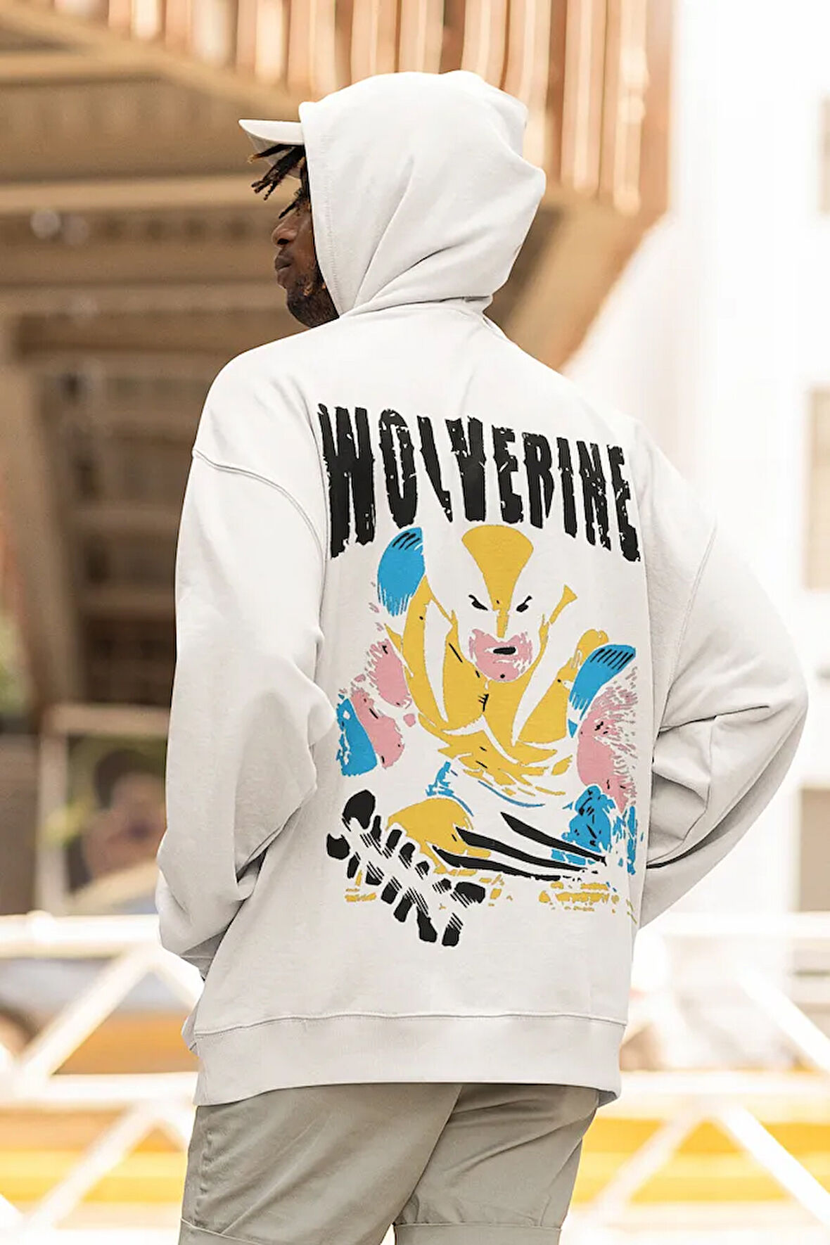 Wolverine Karakter Baskılı Unisex Oversize Hoodie