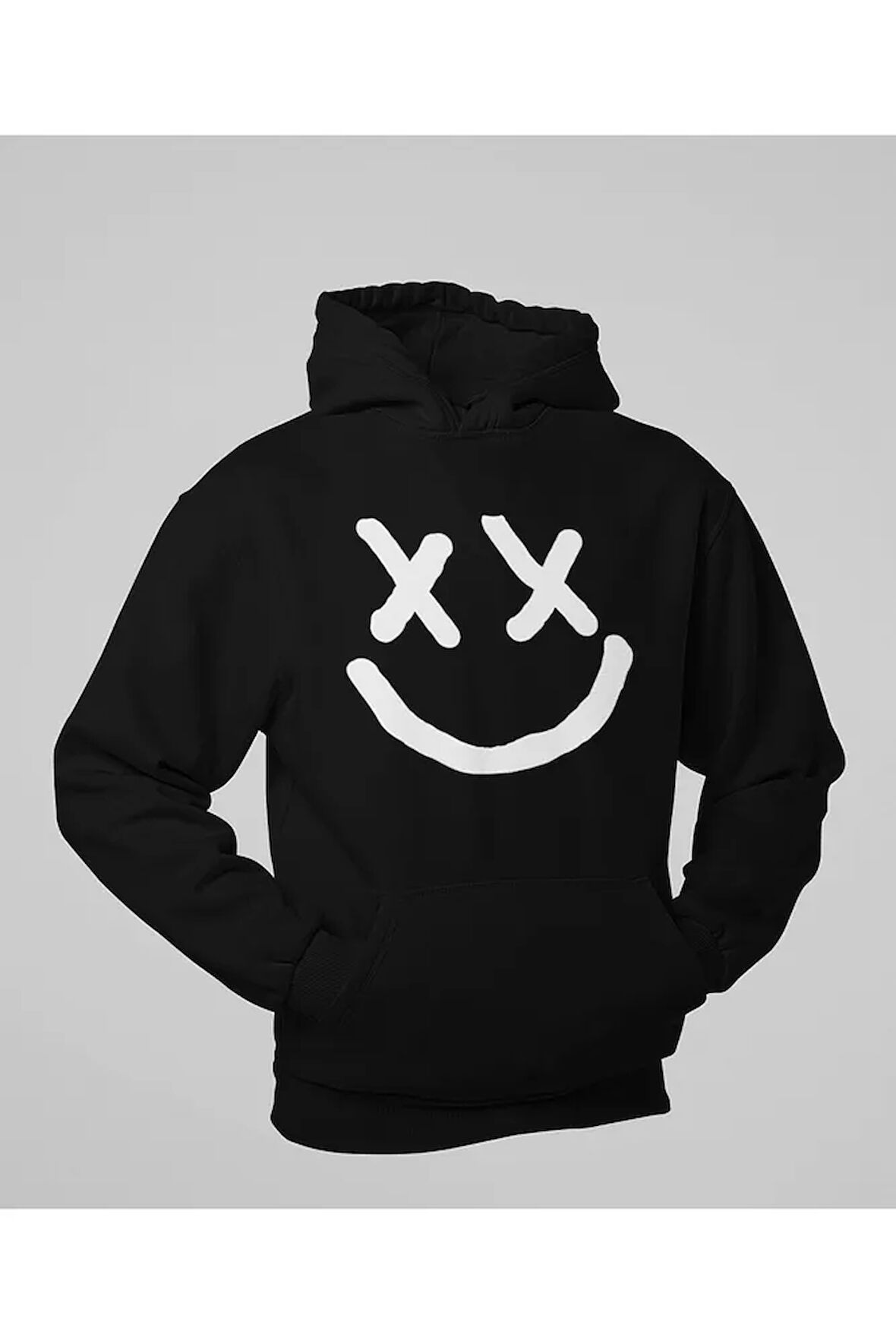 Gülen Surat Tasarım Baskılı Unisex Oversize Hoodie