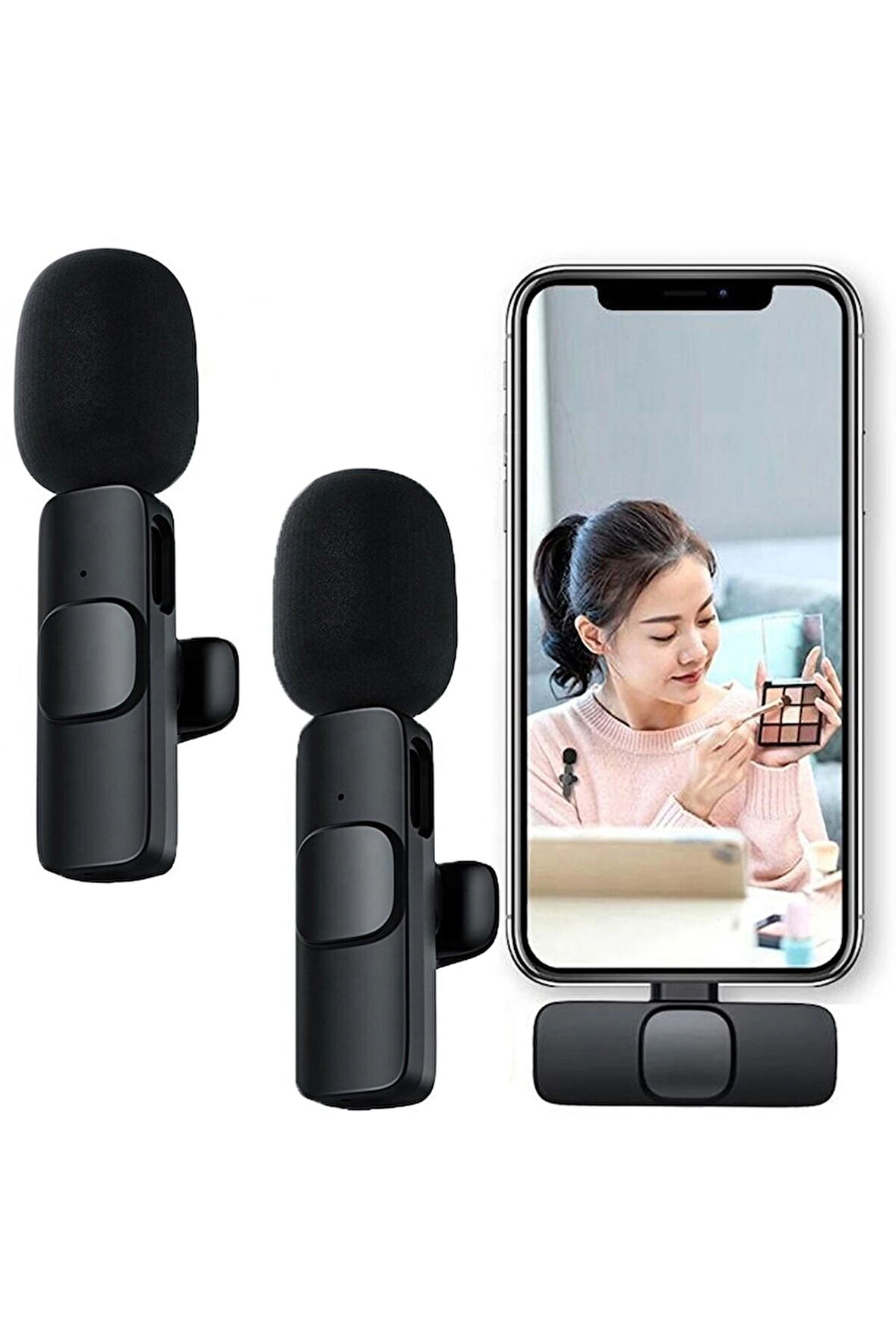 Girişli Uyumlu Ikili Kablosuz Yaka Mikrofonu Youtube Tiktok Vlog