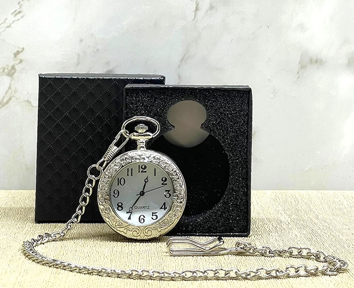 Özel Kutulu Gümüş Köstekli Saat Alk4686