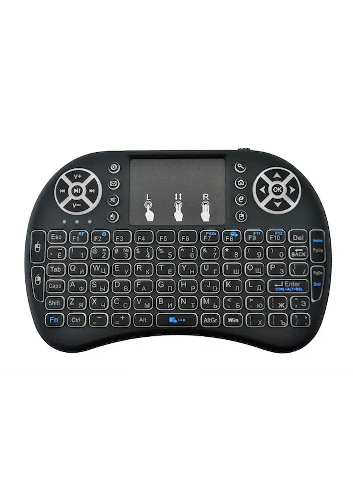 Tv Box Ps3 Uyumlu Kablosuz Dokunmatik Işıklı Şarjlı Touchpadli Mini Q Klavye