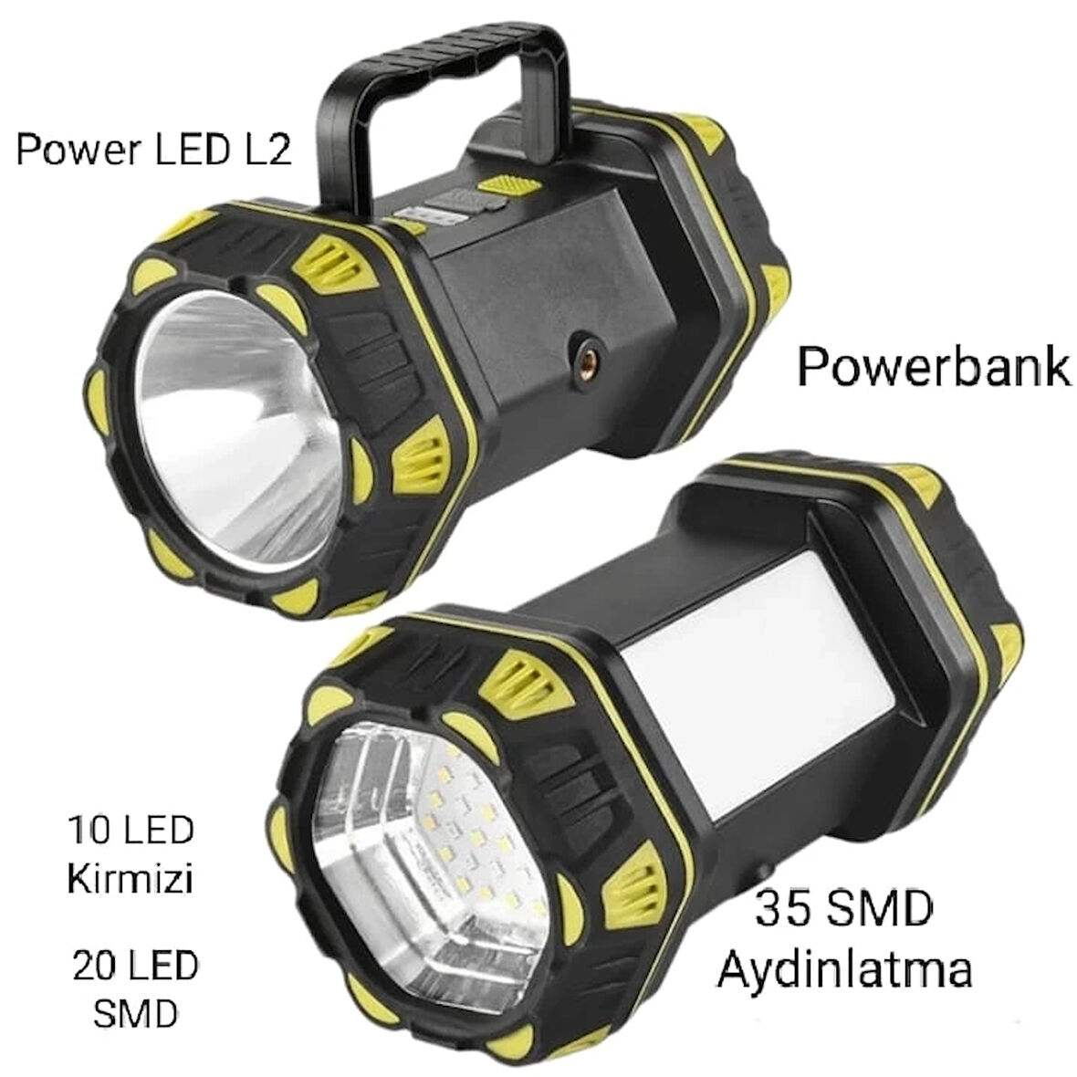 F-262 Yeni Güçlü Çift Taraflı Taşınabilir Spot Ve Işıldak Usb Şarjlı Fener