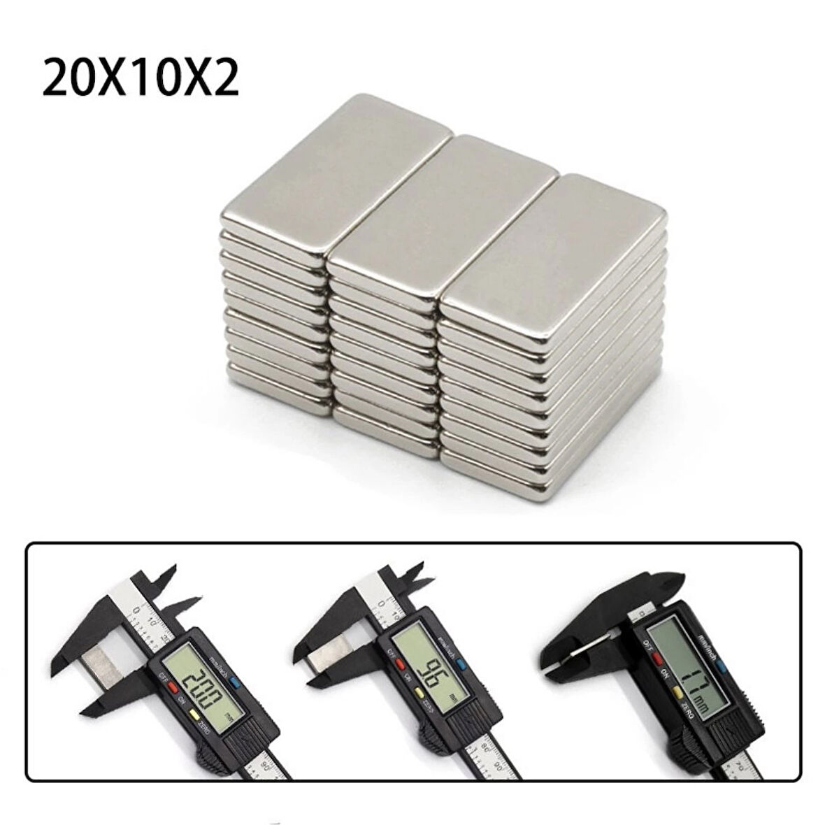 5 Adet 20X10X2 Mm Neodyum Mıknatıs Köşeli Magnet N35 Nikel Kaplama Güçlü Kaliteli Dayanıklı