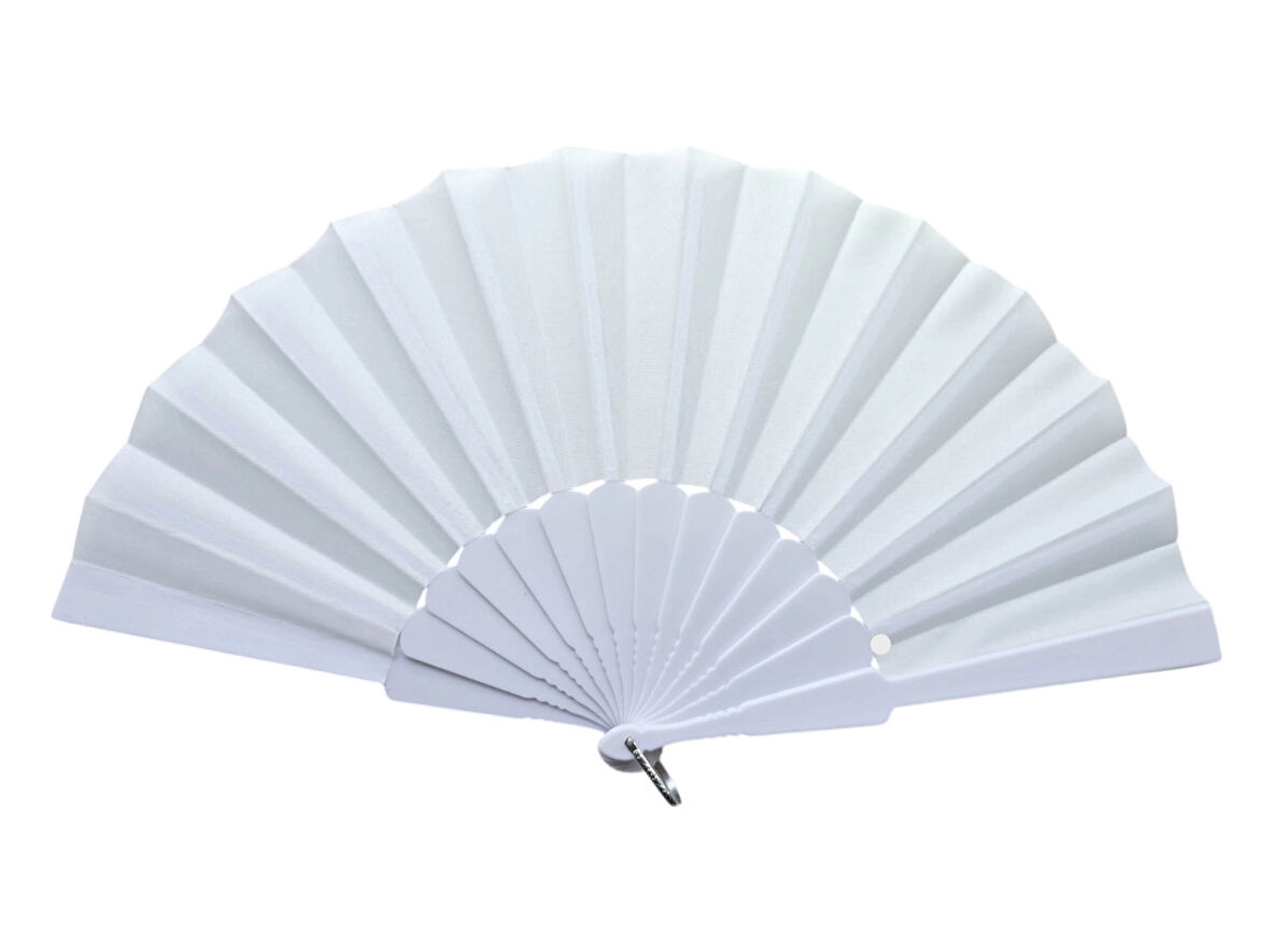 Plastik Düz Kumaş Yelpaze 12'Li Beyaz