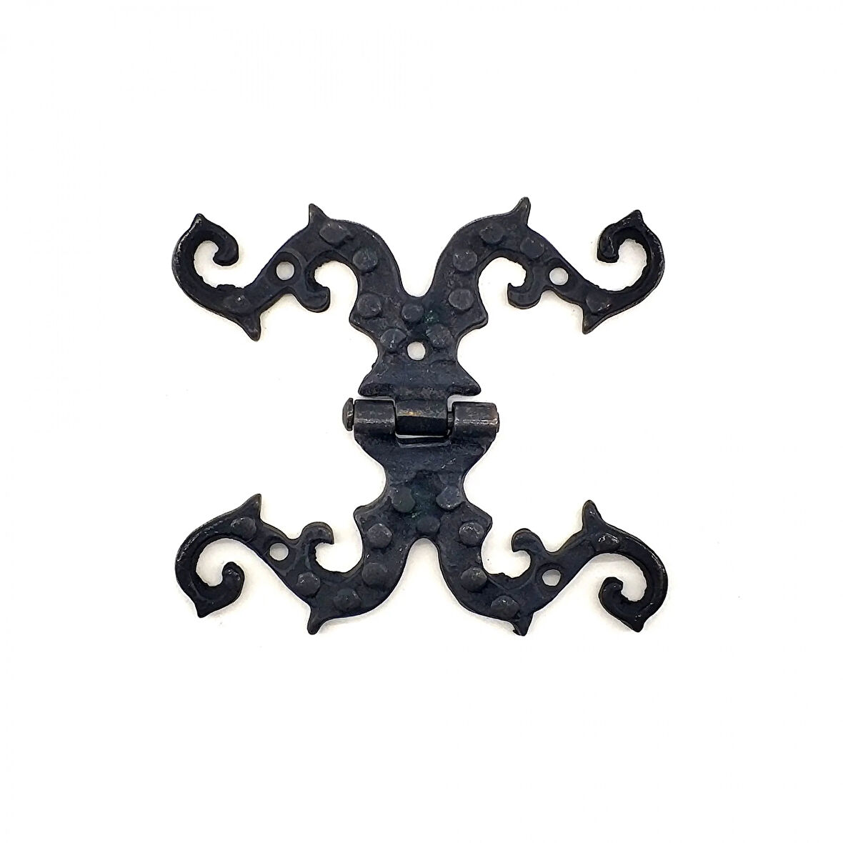 Antika Tarz Dekoratif Pirinç Süslü Menteşe - 100X90 Mm, Oksit