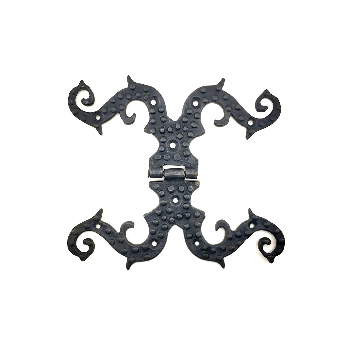 Antika Tarz Dekoratif Pirinç Süslü Menteşe - 190X170 Mm, Oksit