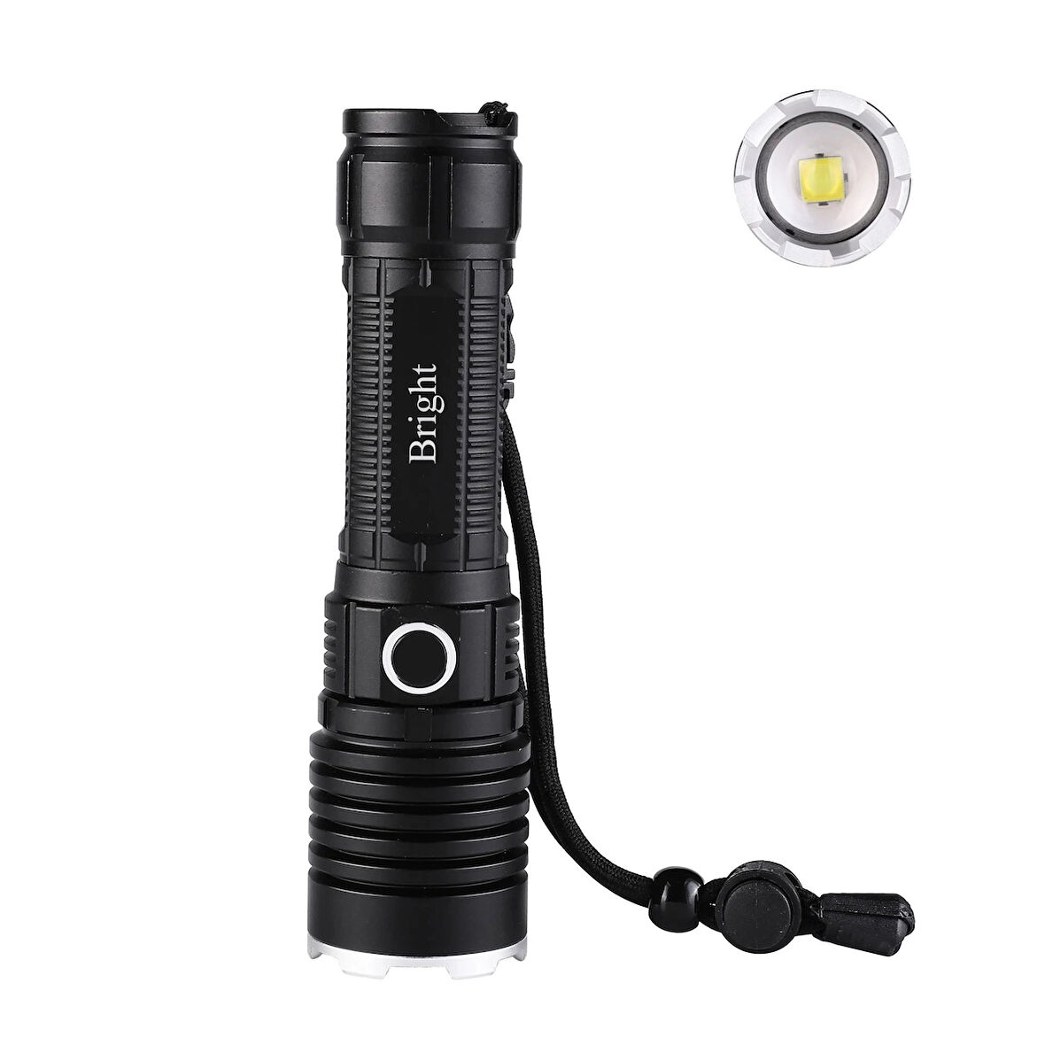 Bright Ght-5761 Xp90 Led 3 Mod Zoomlu Yağmur Suyu Geçirmez Şarjlı El Feneri 26650 Pilli