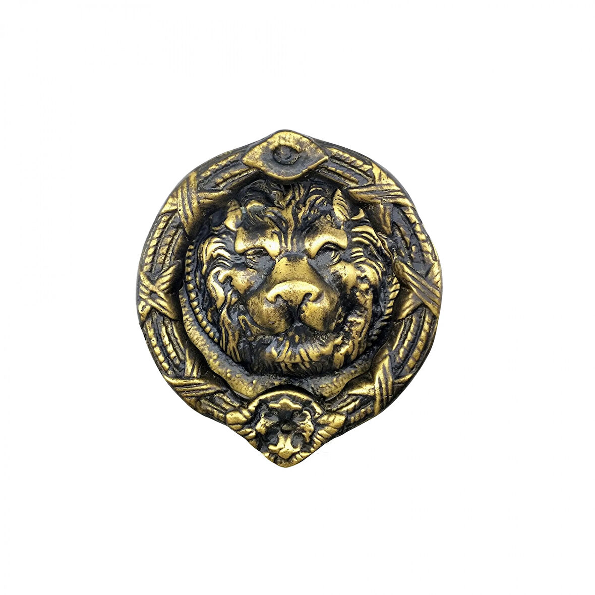 Antika Tarz Dekoratif Pirinç Kapı Tokmağı, Taktak - 185 Mm, Antik