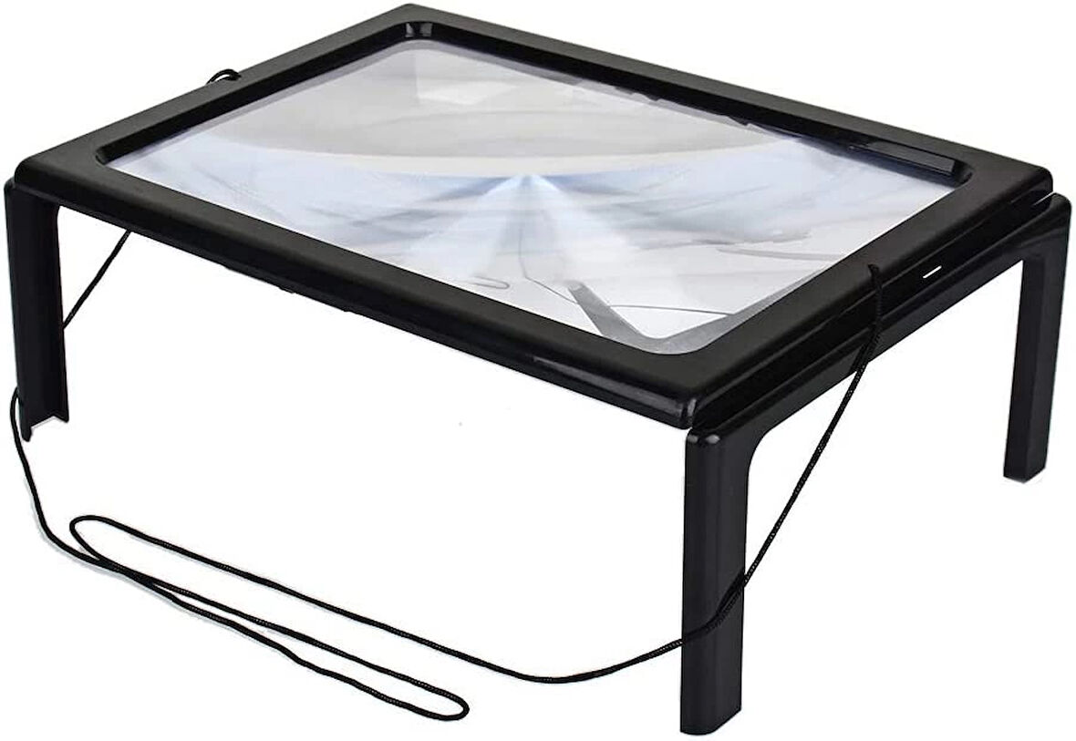 -Yaşlılar İçin A4 Boyutu Masa Tipi Işıklı Okuma Büyüteç Th-275205B