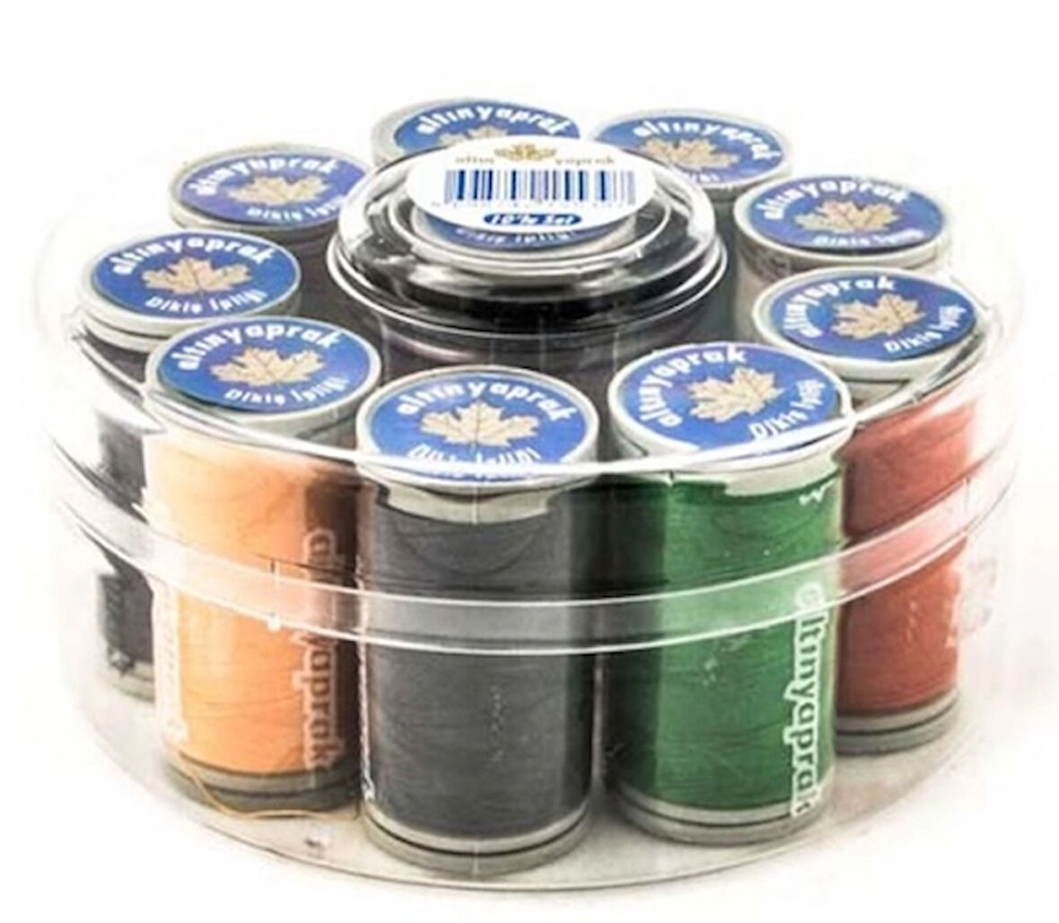 Altın Yaprak Dikiş İpliği Seti 10'Lu Yuvarlak Kutulu