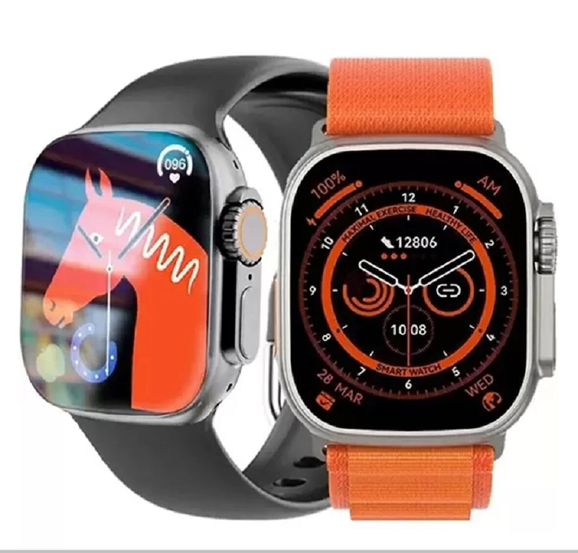 Hw8 Çift Kordon 49Mm - Siri Nfc Bluetooth Arama Konuşma - İos & Android Uyumlu Akıllı Saat