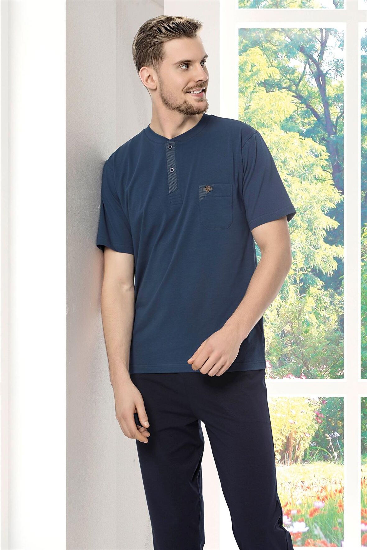 Pamuk Likralı Damat Pijama Takımı