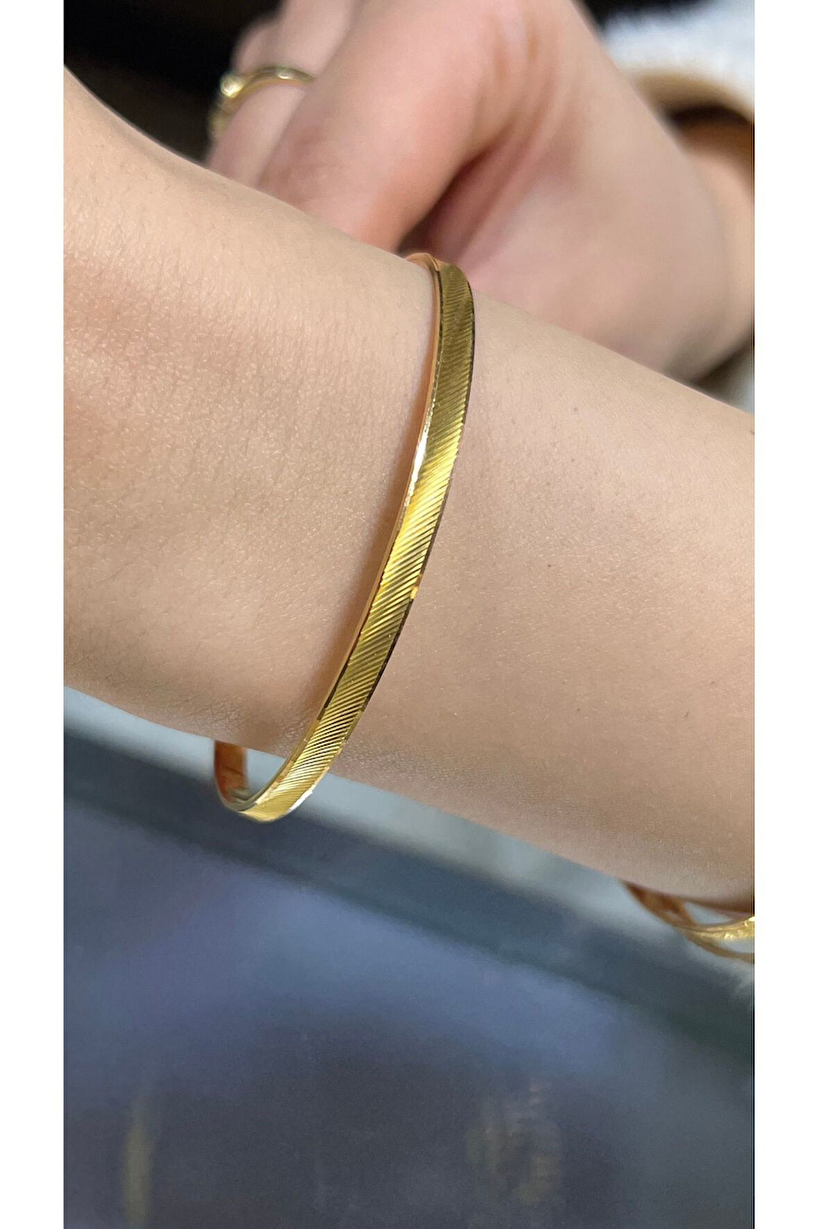 8 gr (GRAM) Yatırımlık Işçiliksiz Trabzon Desenli Çöp Bilezik 22 Ayar Altın