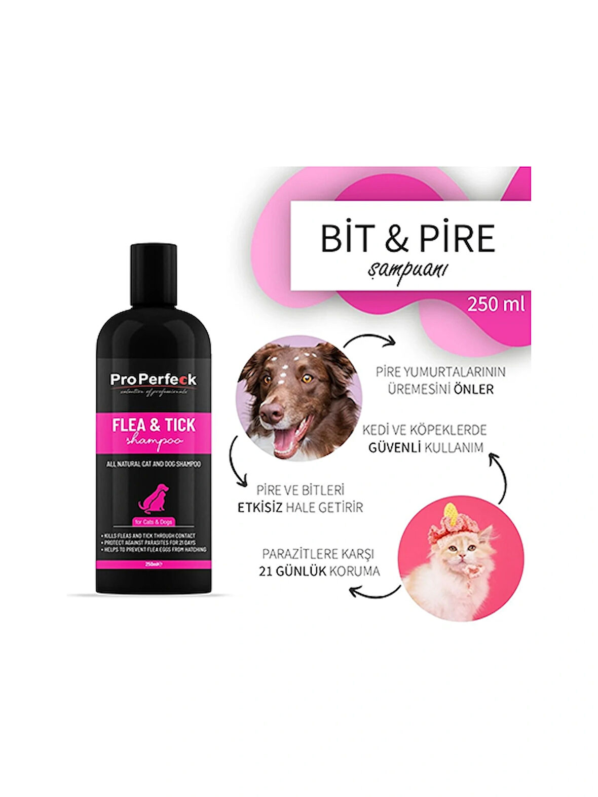 PRO PERFECK KEDİ KÖPEK DIŞ PARAZİT ŞAMPUANI 250 ML