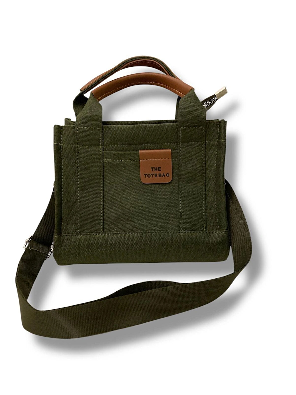 Kanvas Tote Bag Yeşil El ve Omuz Çantası