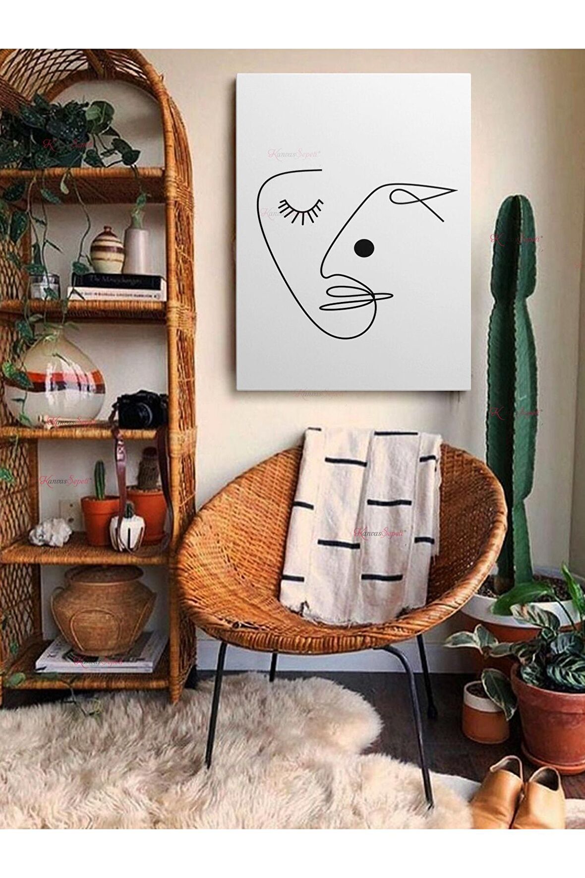 Soyut Dekoratif Vintange Retro Bohe Bohem Boho Art Vektorel Abstract Minimalist Canvas Kanvas Tablo