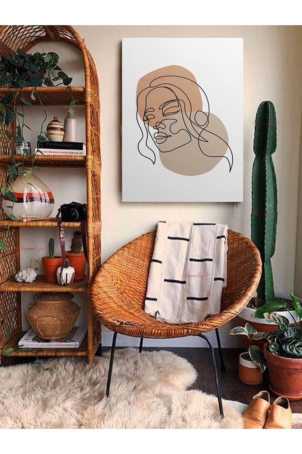 Soyut Dekoratif Vintange Retro Bohe Bohem Boho Art Vektorel Abstract Minimalist Canvas Kanvas Tablo