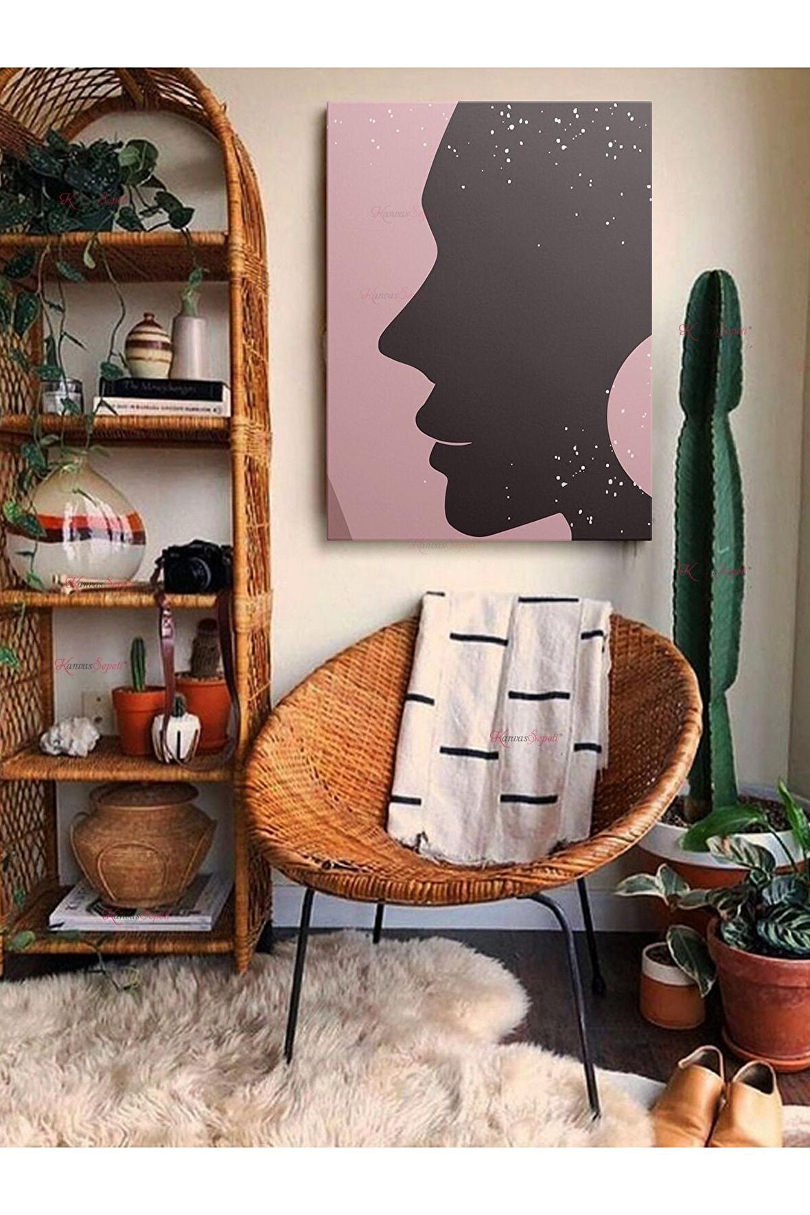Soyut Dekoratif Vintange Retro Bohe Bohem Boho Art Vektorel Abstract Minimalist Canvas Kanvas Tablo