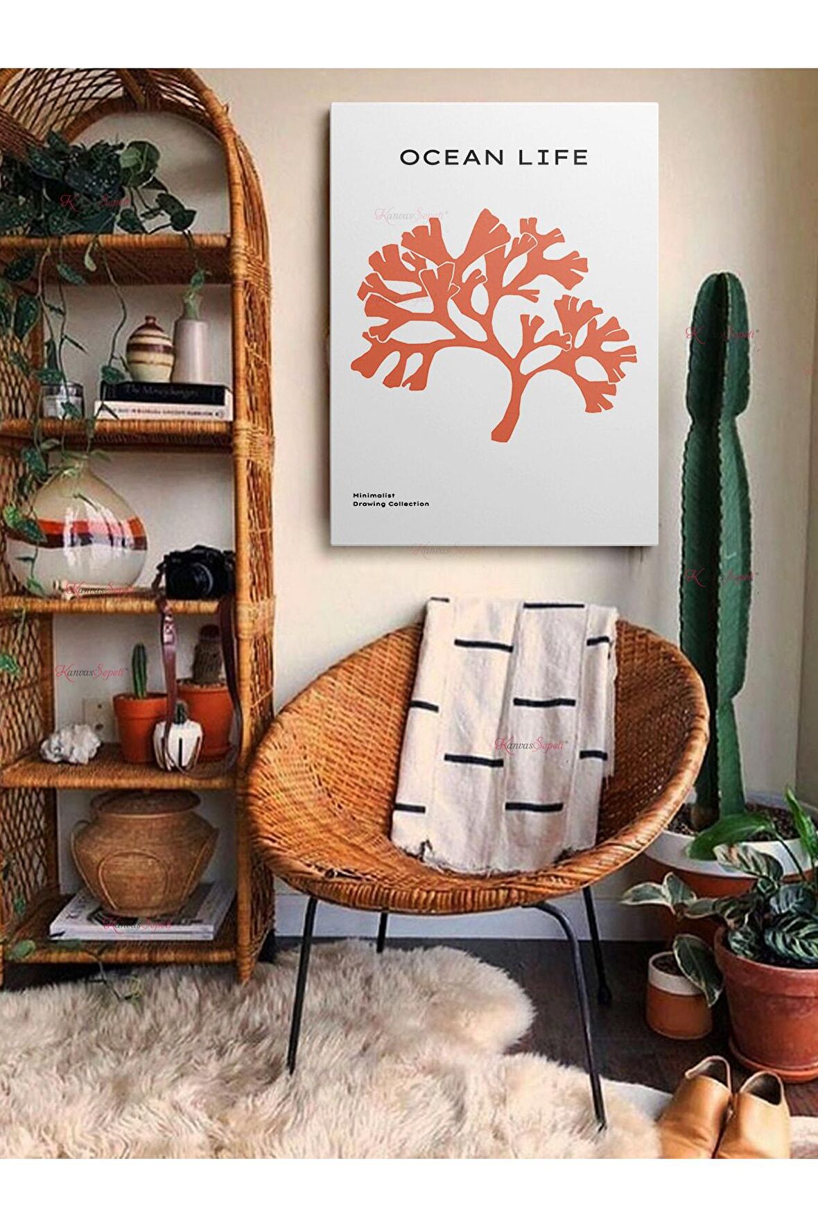 Soyut Dekoratif Vintange Bohe Bohem Boho Art Vektorel Abstract Minimalist Canvas Kanvas Tablo