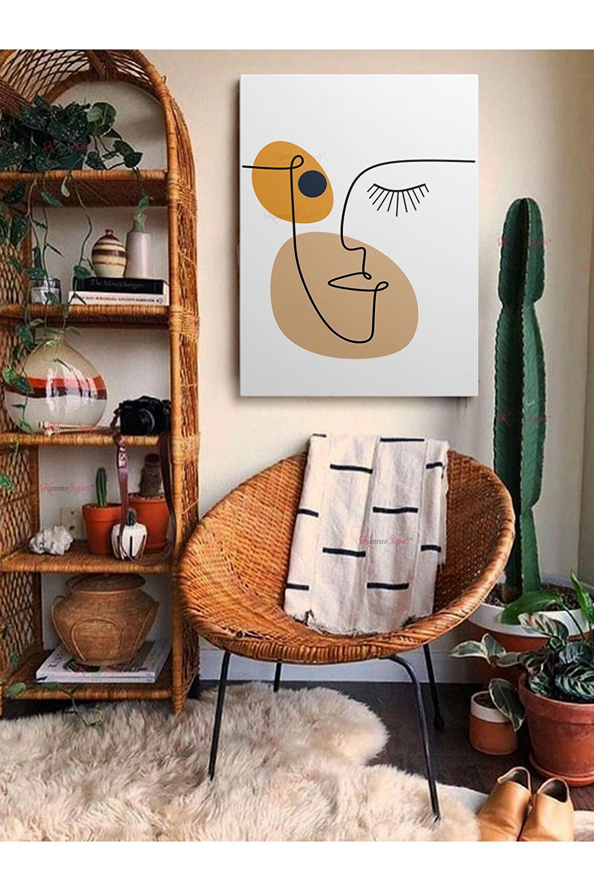 Soyut Dekoratif Vintange Retro Bohe Bohem Boho Art Vektorel Abstract Minimalist Canvas Kanvas Tablo