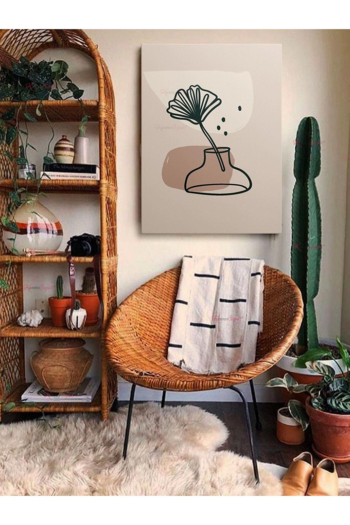 Soyut Dekoratif Vintange Retro Bohe Bohem Boho Art Vektorel Abstract Minimalist Canvas Kanvas Tablo