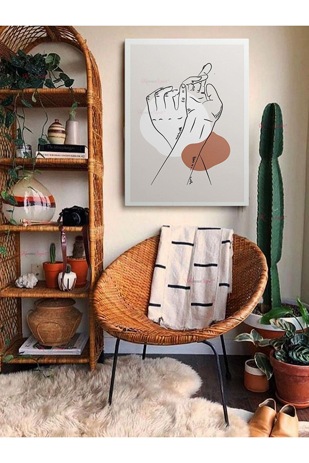 Soyut Dekoratif Vintange Retro Bohe Bohem Boho Art Vektorel Abstract Minimalist Canvas Kanvas Tablo
