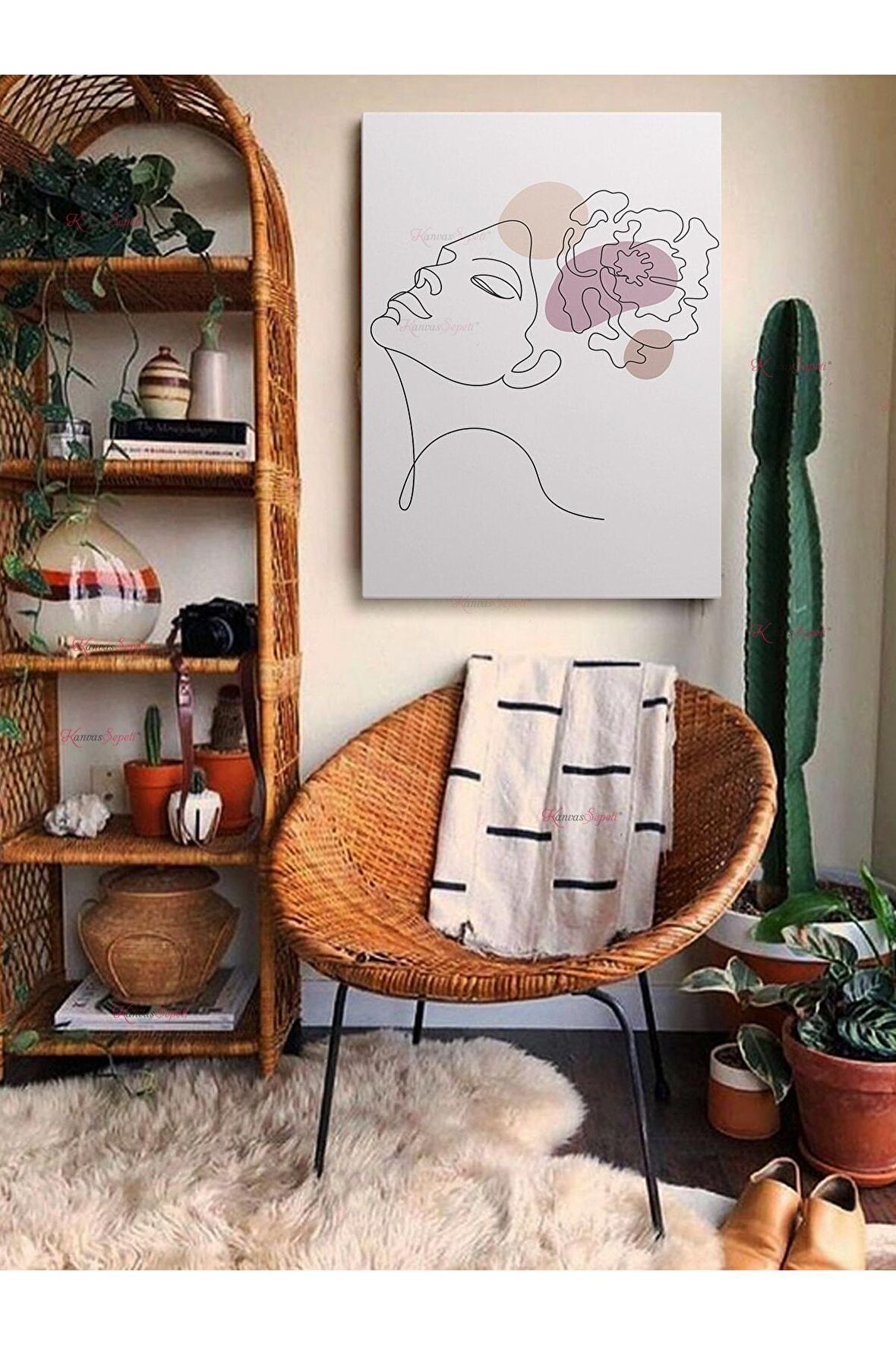 Soyut Dekoratif Vintange Retro Bohe Bohem Boho Art Vektorel Abstract Minimalist Canvas Kanvas Tablo
