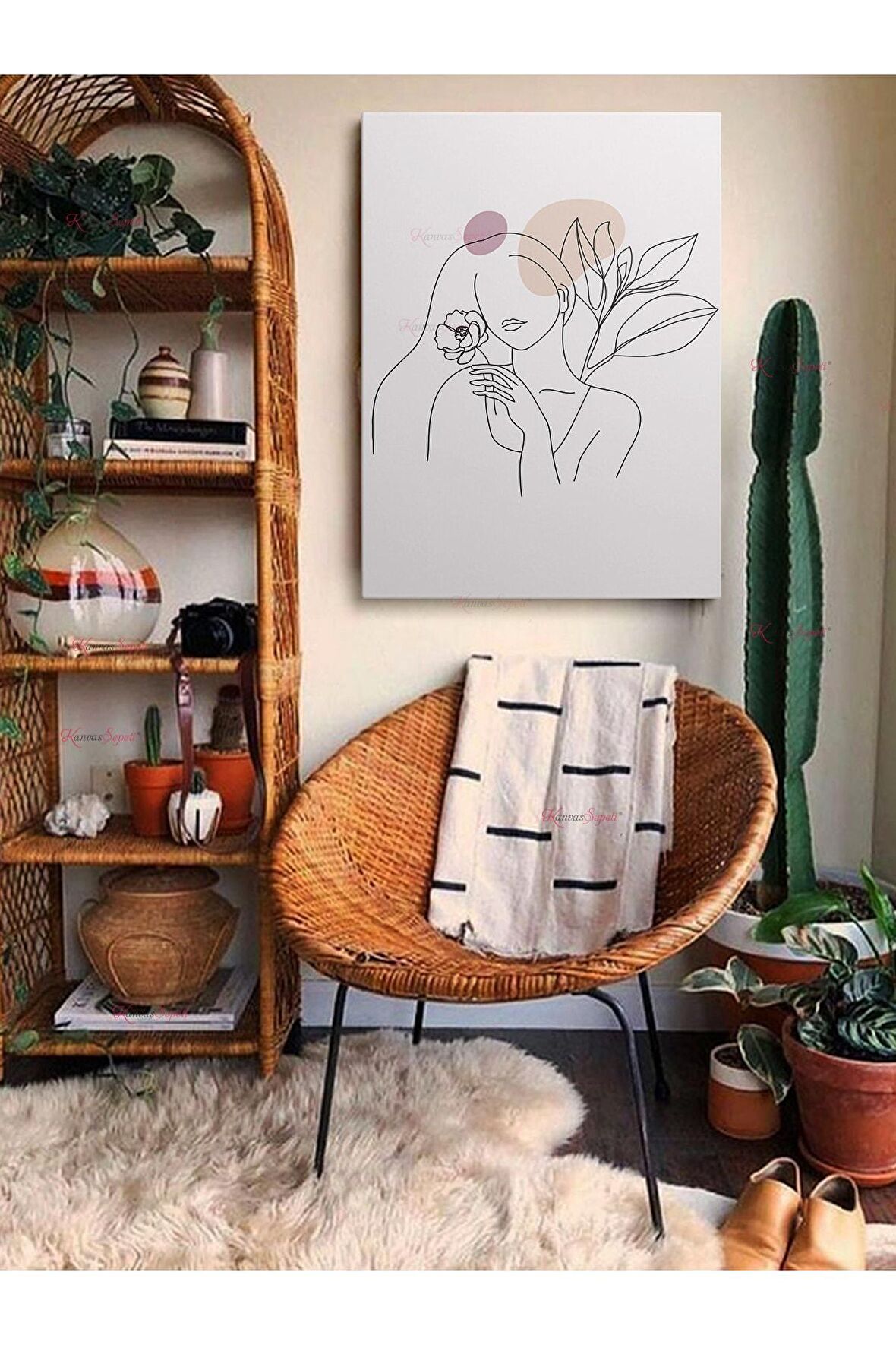 Soyut Dekoratif Vintange Retro Bohe Bohem Boho Art Vektorel Abstract Minimalist Canvas Kanvas Tablo