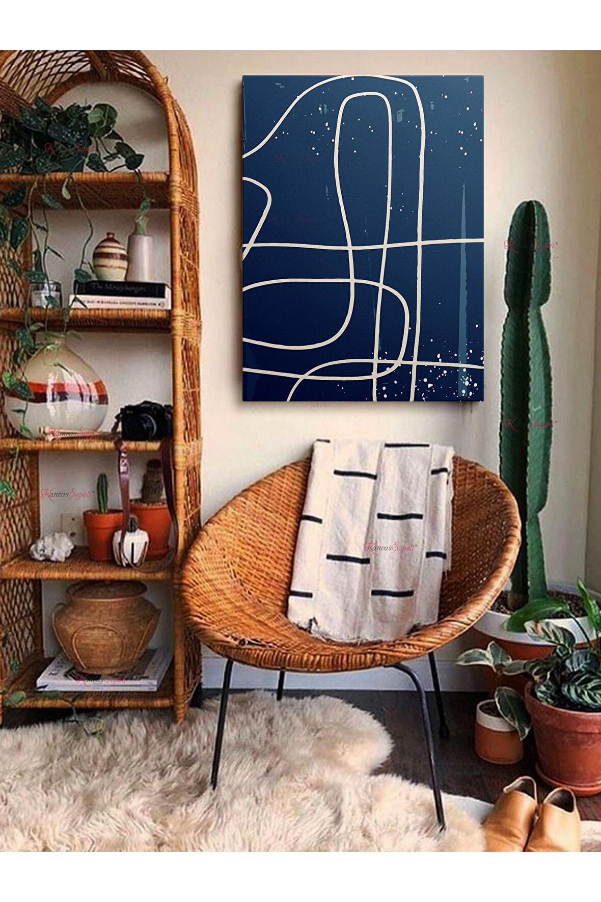 Soyut Dekoratif Vintange Retro Bohe Bohem Boho Art Vektorel Abstract Minimalist Canvas Kanvas Tablo