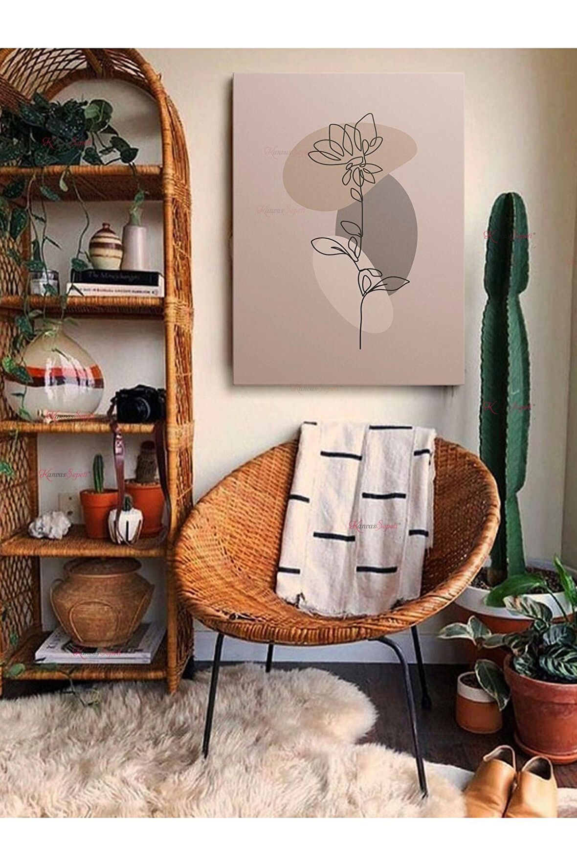 Soyut Dekoratif Vintange Retro Bohe Bohem Boho Art Vektorel Abstract Minimalist Canvas Kanvas Tablo