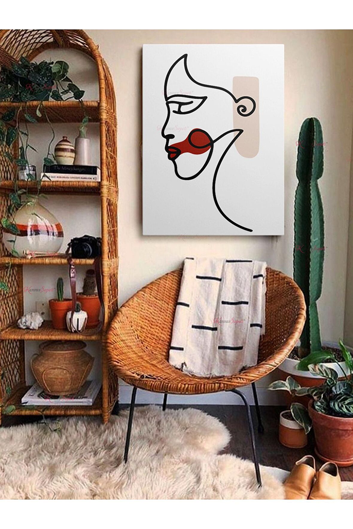 Soyut Dekoratif Vintange Retro Bohe Bohem Boho Art Vektorel Abstract Minimalist Canvas Kanvas Tablo