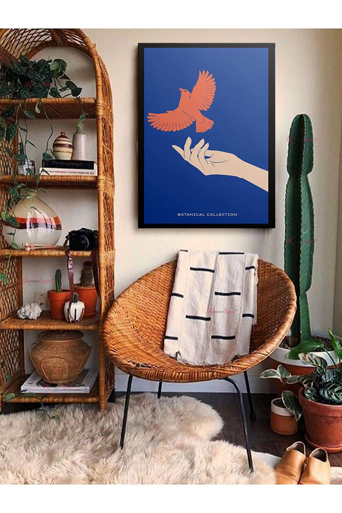 Soyut Dekoratif Vintange Retro Bohe Bohem Boho Art Vektorel Abstract Minimalist Canvas Kanvas Tablo