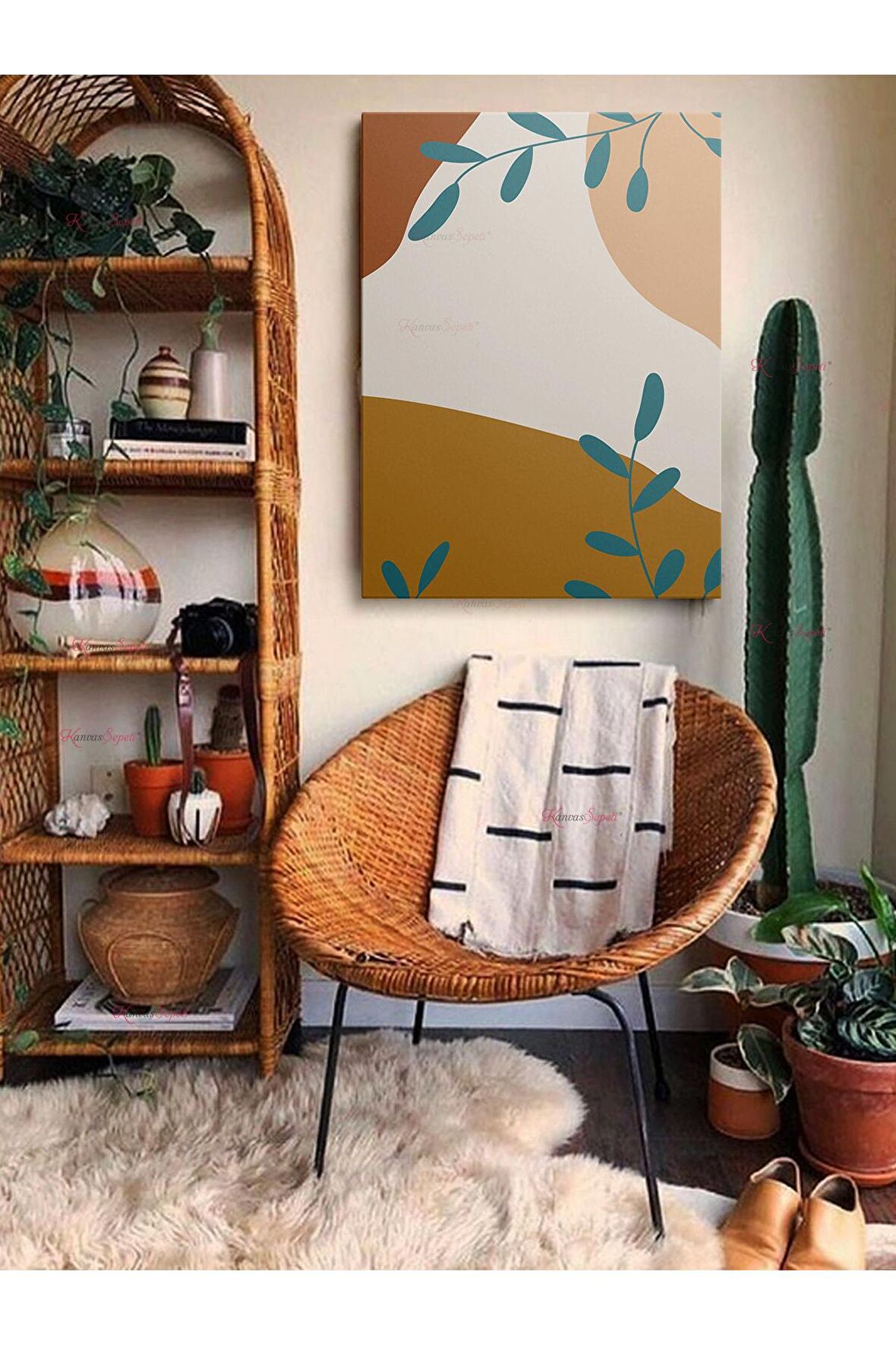 Soyut Dekoratif Vintange Retro Bohe Bohem Boho Art Vektorel Abstract Minimalist Canvas Kanvas Tablo