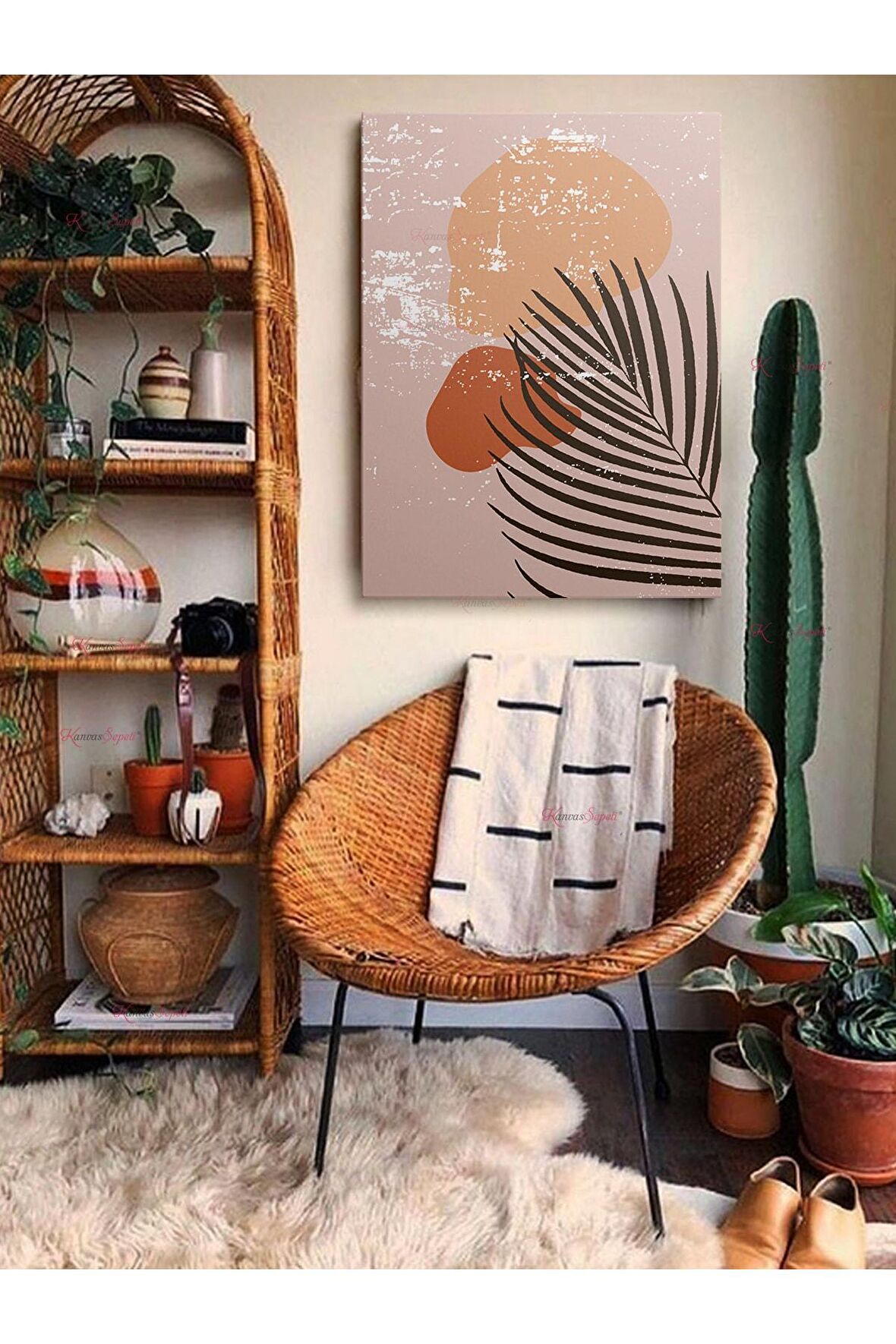 Soyut Dekoratif Vintange Retro Bohe Bohem Boho Art Vektorel Abstract Minimalist Canvas Kanvas Tablo