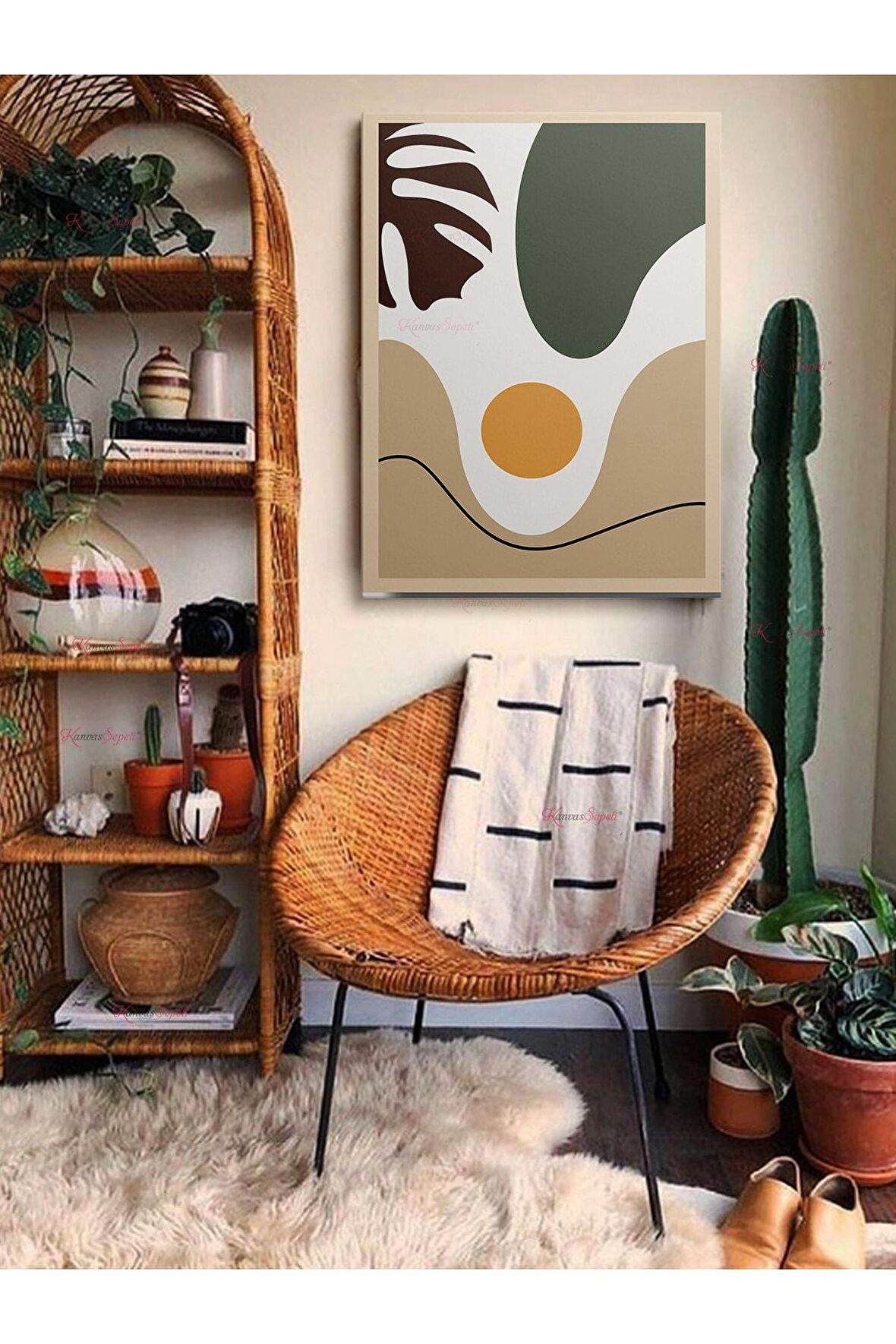Soyut Dekoratif Vintange Retro Bohe Bohem Boho Art Vektorel Abstract Minimalist Canvas Kanvas Tablo