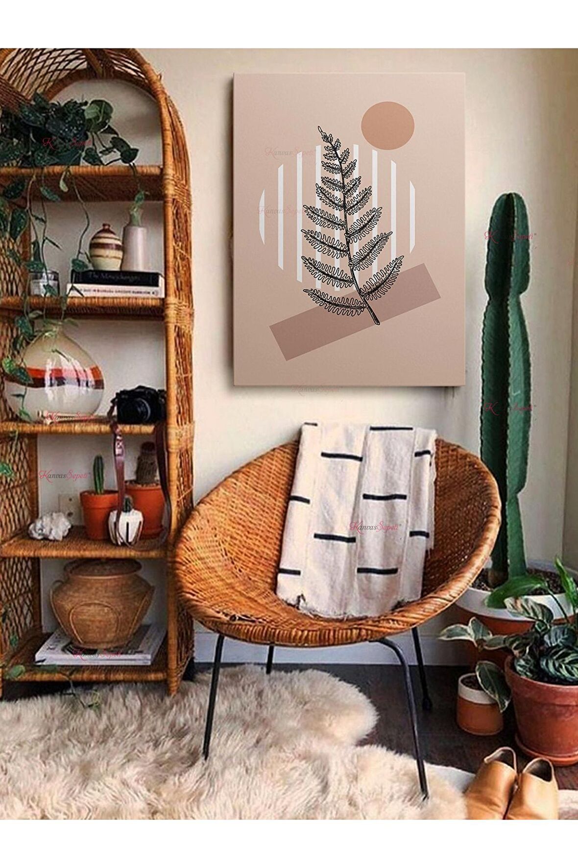 Soyut Dekoratif Vintange Retro Bohe Bohem Boho Art Vektorel Abstract Minimalist Canvas Kanvas Tablo