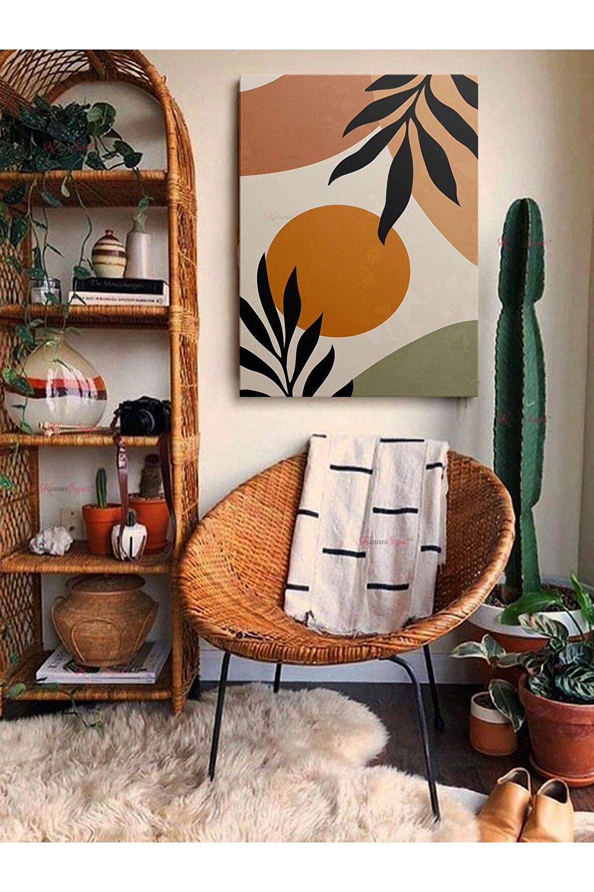 Soyut Dekoratif Vintange Retro Bohe Bohem Boho Art Vektorel Abstract Minimalist Canvas Kanvas Tablo