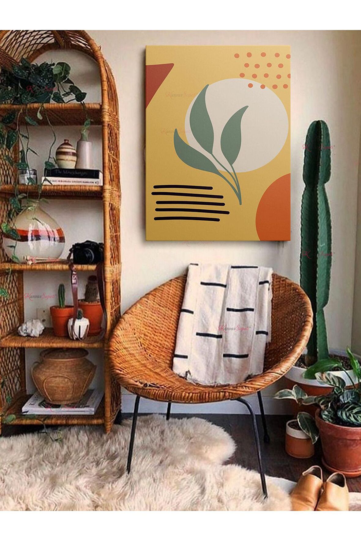 Soyut Dekoratif Vintange Retro Bohe Bohem Boho Art Vektorel Abstract Minimalist Canvas Kanvas Tablo