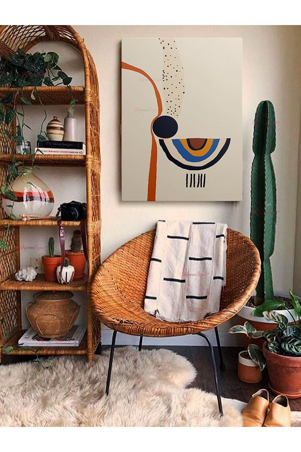 Soyut Dekoratif Vintange Retro Bohe Bohem Boho Art Vektorel Abstract Minimalist Canvas Kanvas Tablo