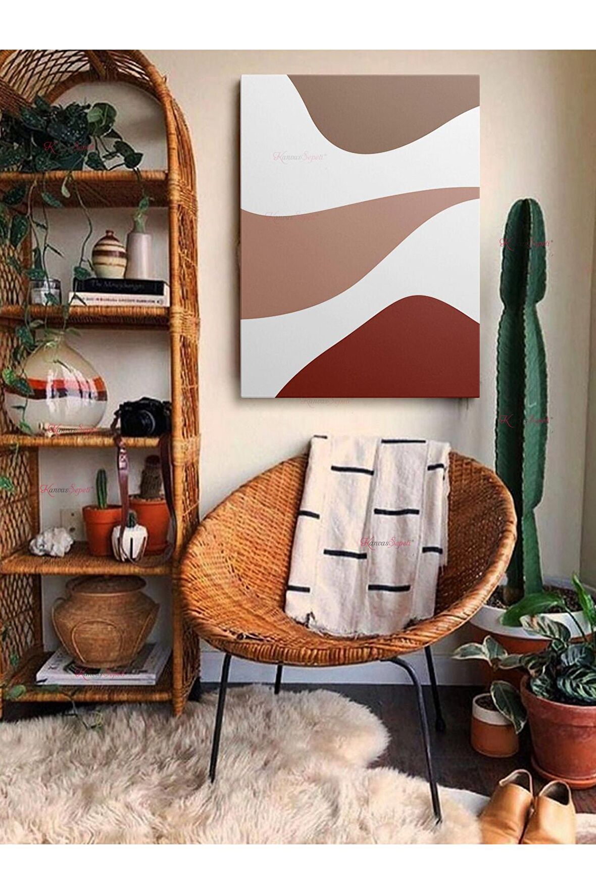 Soyut Dekoratif Vintange Retro Bohe Bohem Boho Art Vektorel Abstract Minimalist Canvas Kanvas Tablo