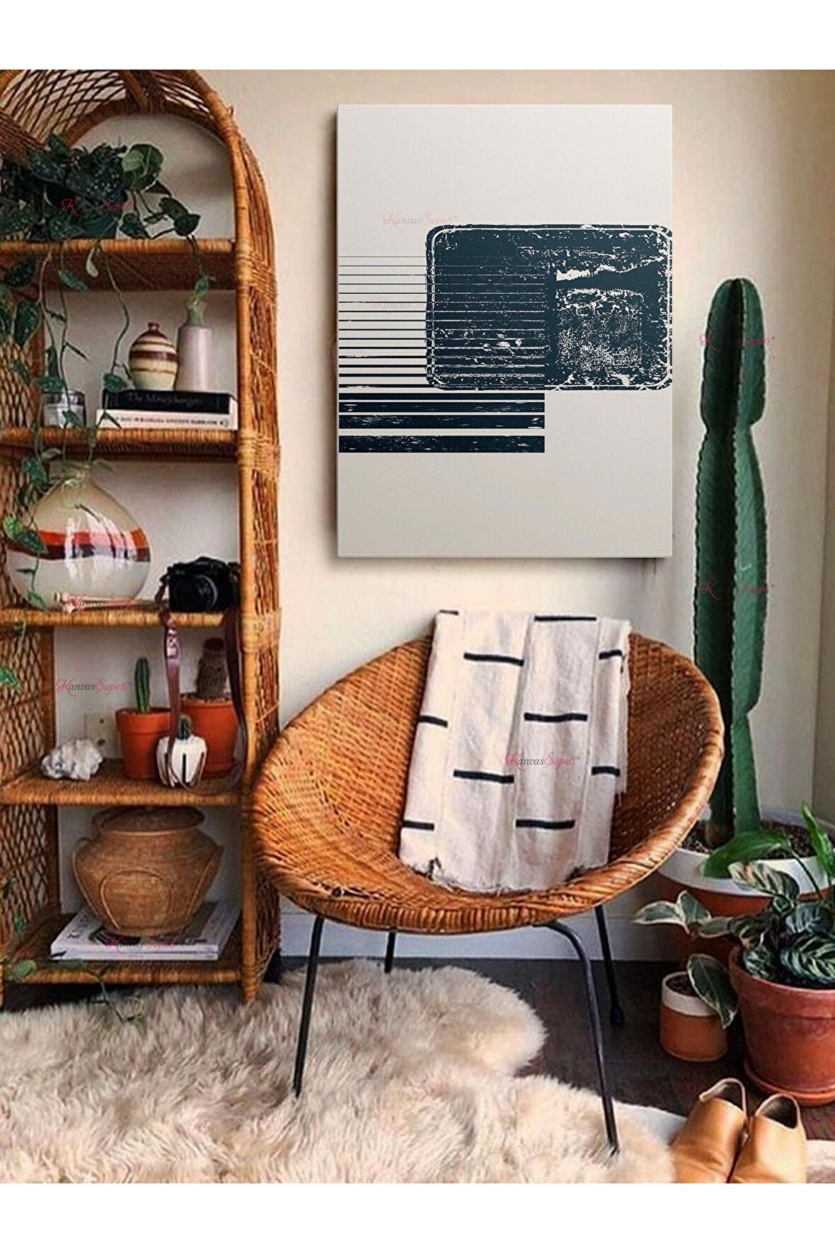 Soyut Dekoratif Vintange Retro Bohe Bohem Boho Art Vektorel Abstract Minimalist Canvas Kanvas Tablo