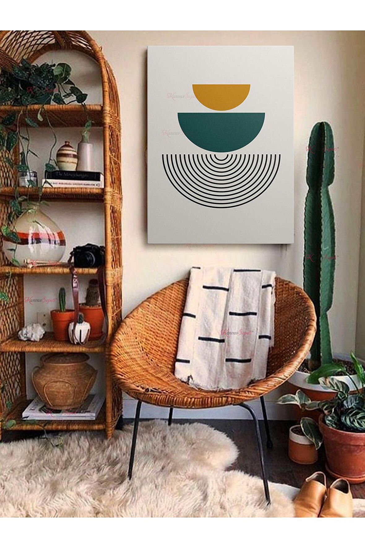 Soyut Dekoratif Vintange Retro Bohe Bohem Boho Art Vektorel Abstract Minimalist Canvas Kanvas Tablo