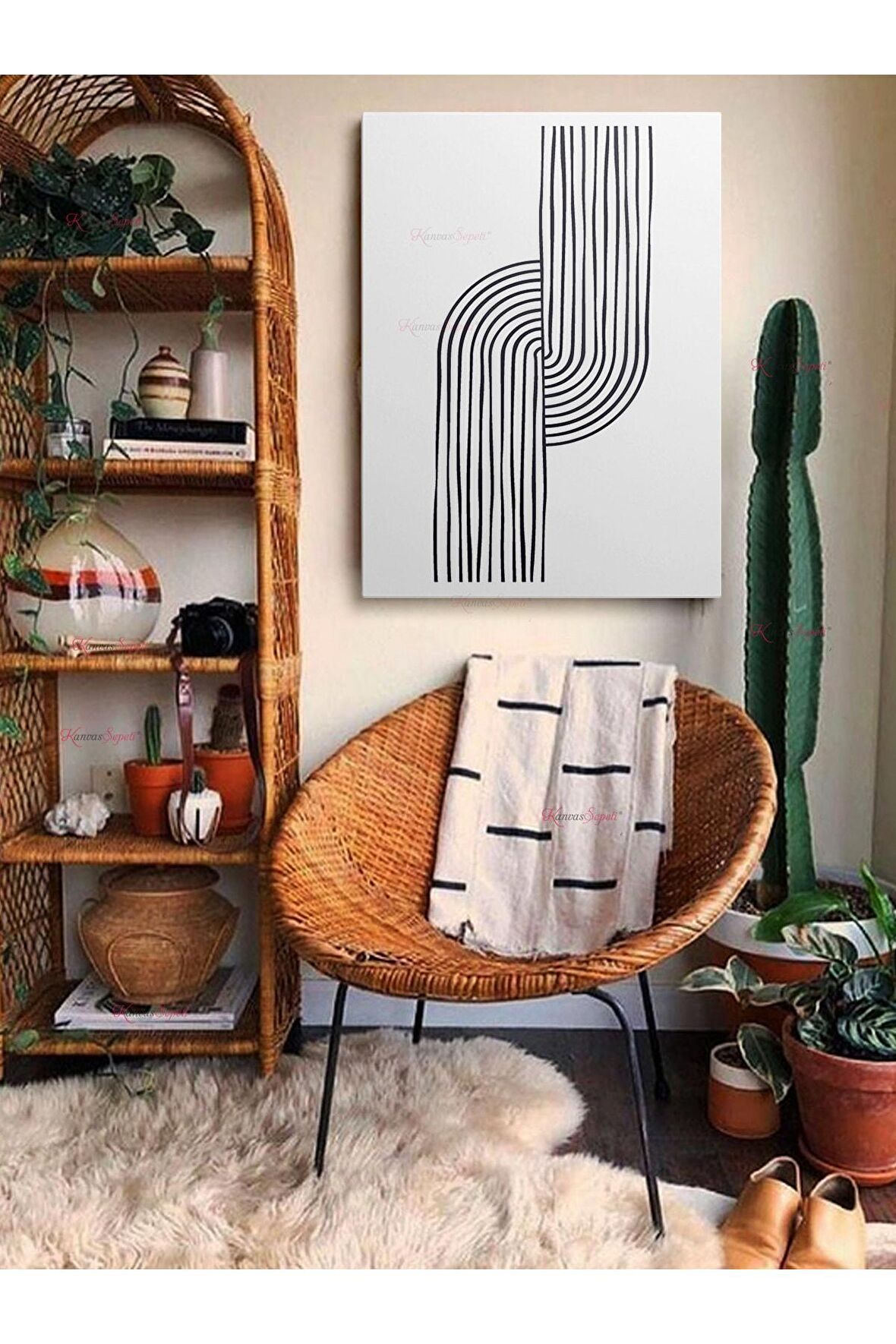 Soyut Dekoratif Vintange Retro Bohe Bohem Boho Art Vektorel Abstract Minimalist Canvas Kanvas Tablo