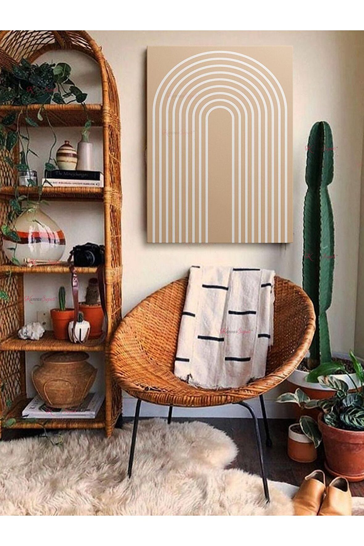 Soyut Dekoratif Vintange Retro Bohe Bohem Boho Art Vektorel Abstract Minimalist Canvas Kanvas Tablo