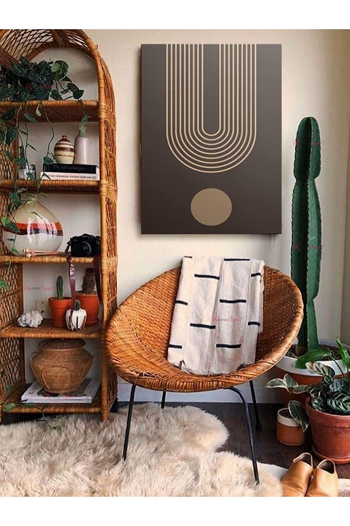 Soyut Dekoratif Vintange Retro Bohe Bohem Boho Art Vektorel Abstract Minimalist Canvas Kanvas Tablo