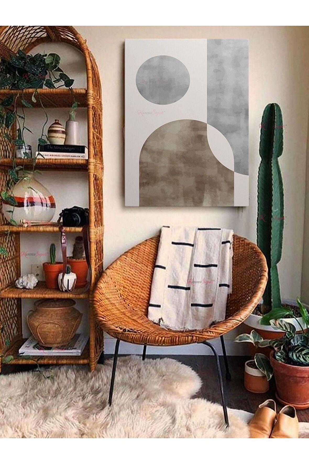 Soyut Dekoratif Vintange Retro Bohe Bohem Boho Art Vektorel Abstract Minimalist Canvas Kanvas Tablo