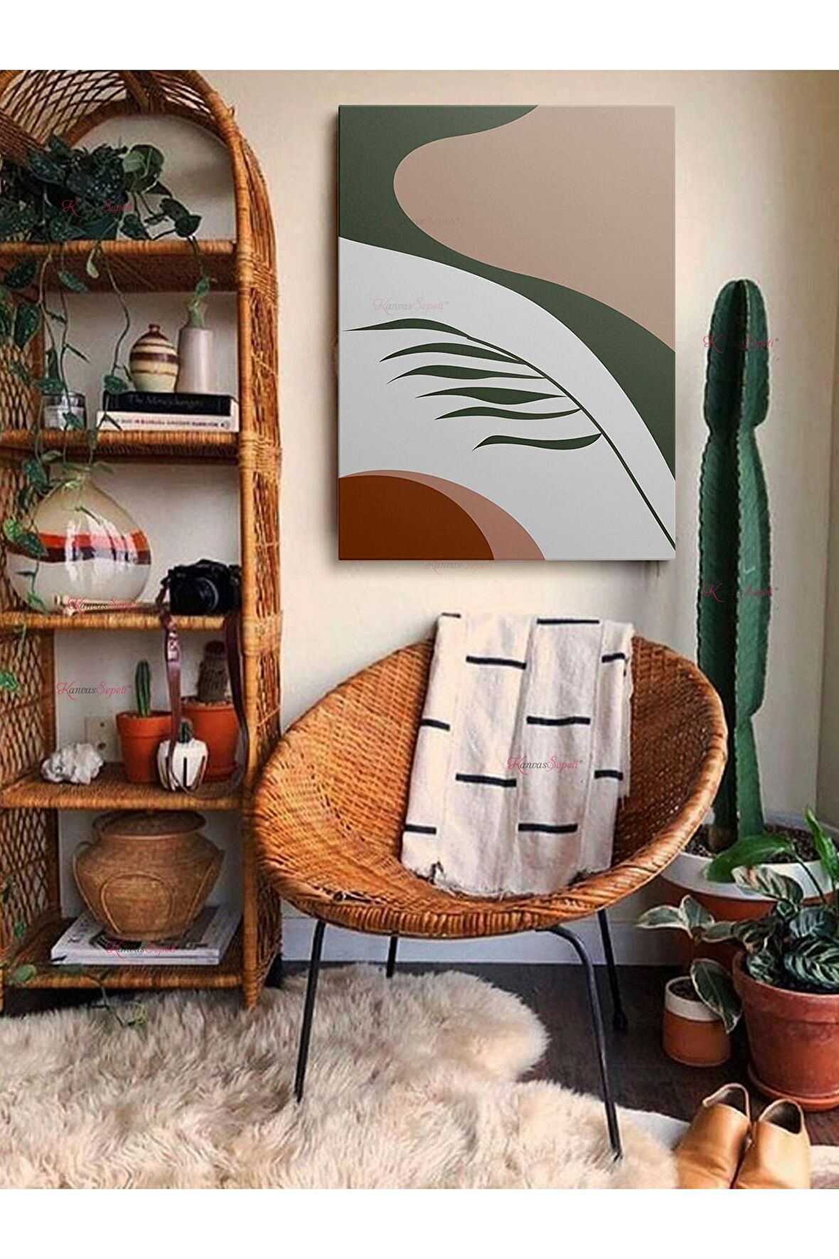 Soyut Dekoratif Vintange Retro Bohe Bohem Boho Art Vektorel Abstract Minimalist Canvas Kanvas Tablo