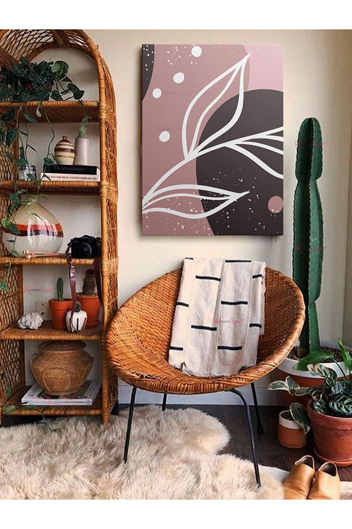 Soyut Dekoratif Vintange Retro Bohe Bohem Boho Art Vektorel Abstract Minimalist Canvas Kanvas Tablo