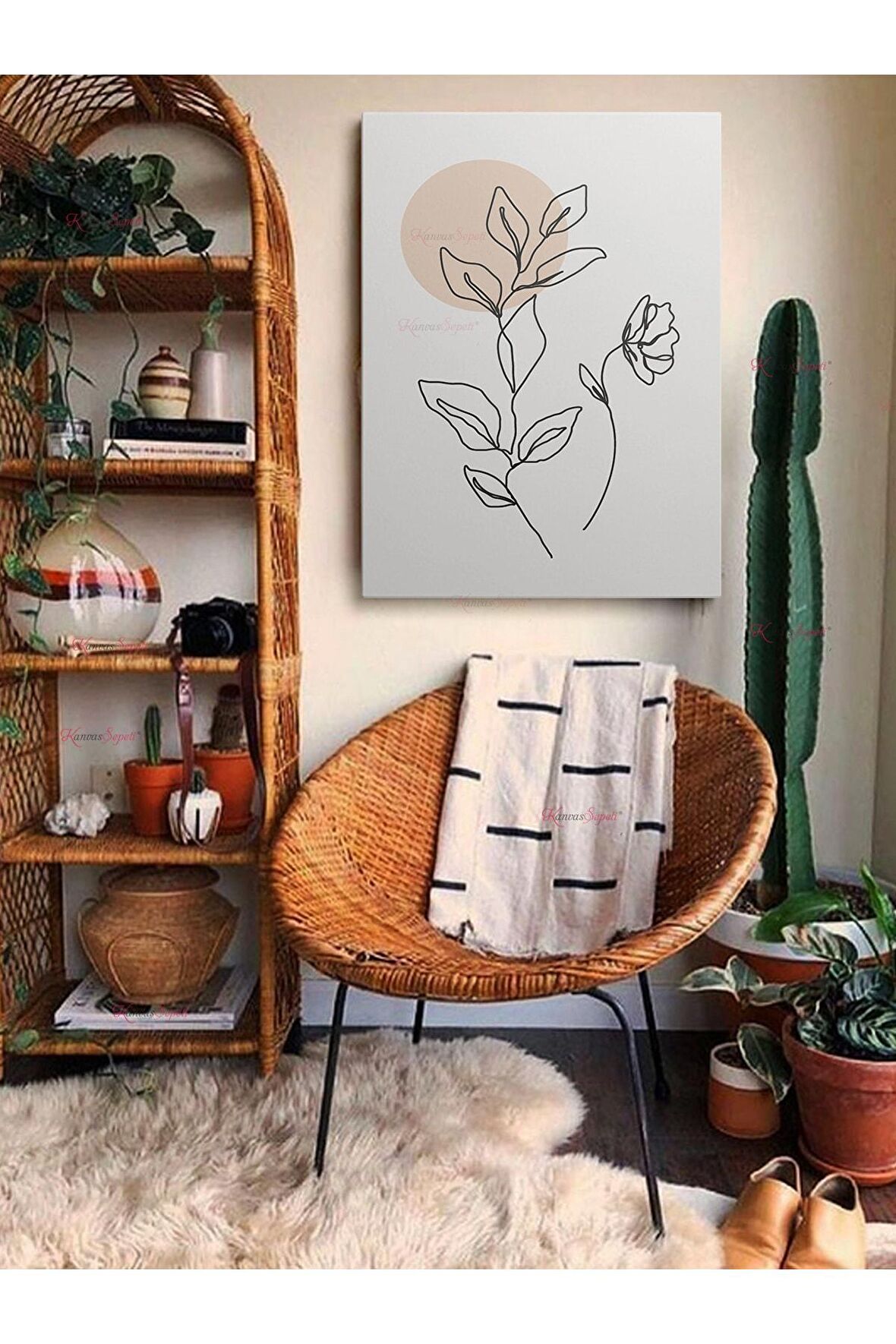 Soyut Dekoratif Vintange Retro Bohe Bohem Boho Art Vektorel Abstract Minimalist Canvas Kanvas Tablo