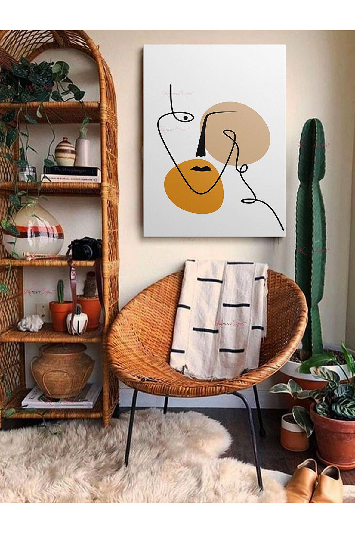 Soyut Dekoratif Vintange Retro Bohe Bohem Boho Art Vektorel Abstract Minimalist Canvas Kanvas Tablo